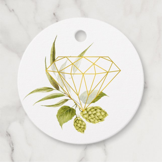 Beer Willow Greenery und Gold Geometric Diamond Geschenkanhänger (Vorderseite)