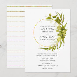 Beer Willow Greenery und Gold Geometric Wedding Einladung