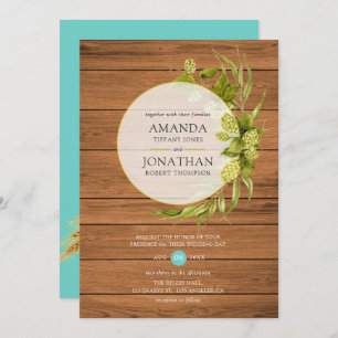 Beer Willow Greenery und Gold Geometric Wedding in Einladung
