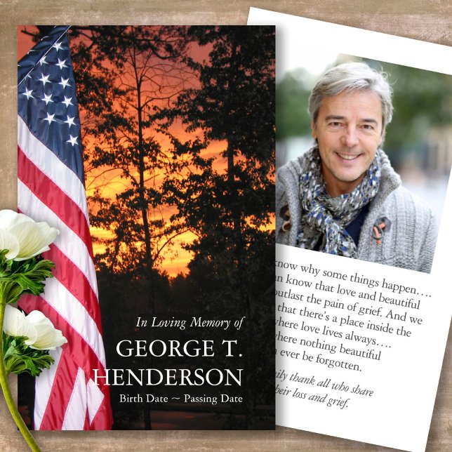 Beerdigung American Flag Loss Gebet Sympathiekarte (military sympathy card, military prayer cards, funeral prayer card, death, military funeral cards)