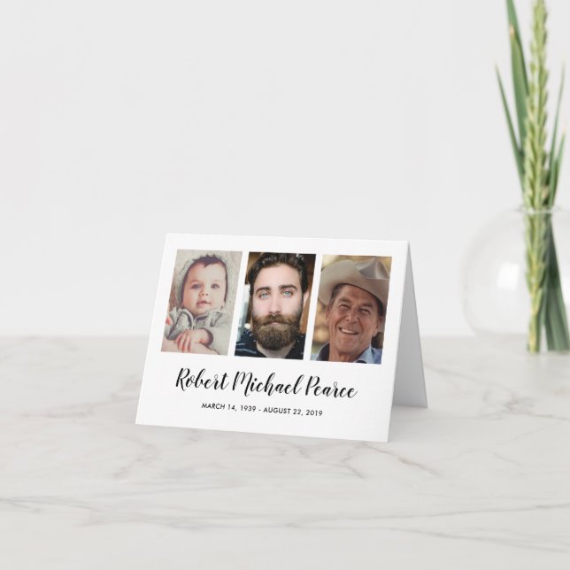 Beerdigung Beileid 3 Foto Memorial Vielen Dank Karte (Vorderseite)