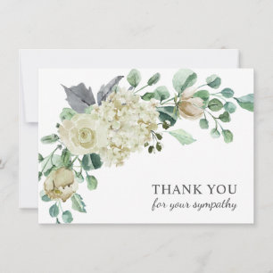 Beerdigung Beileid Danke, Creme Watercolor Floral Dankeskarte