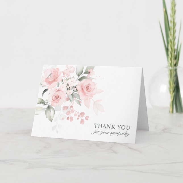 Beerdigung Beileid Danke Pink Watercolor Floral (Vorderseite)