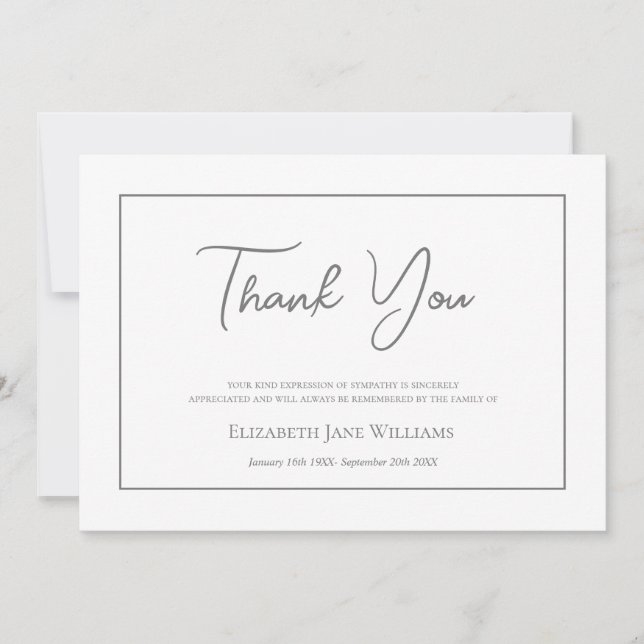 Beerdigung Bereavement Einfache Skripte Dankeskarte (Vorderseite)