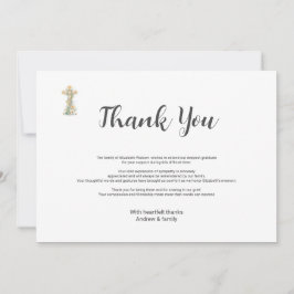 Beerdigung Bereavement Simple Floral Cross Vielen  Dankeskarte