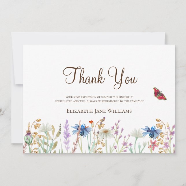 Beerdigung Bereavement Wildblume Danke (Vorderseite)