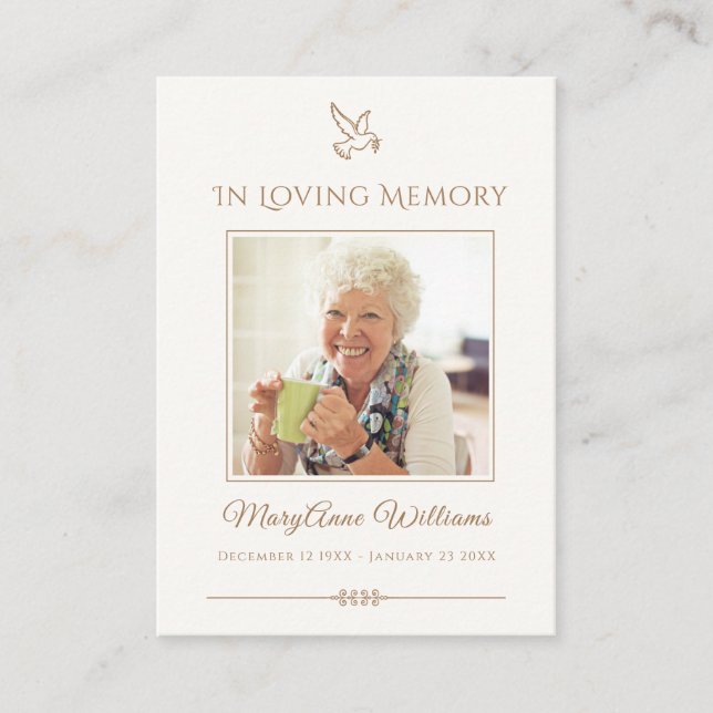 Beerdigung-Bird-Beileid Wecke Gedenkkarte Visitenkarte (Vorderseite)