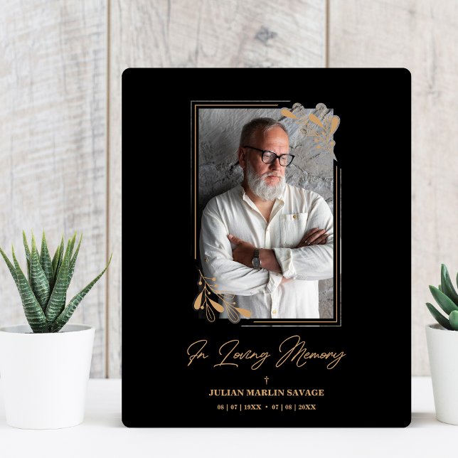 Beerdigung Black Fake Golden Branches Foto Erinner Fotoplatte (Von Creator hochgeladen)