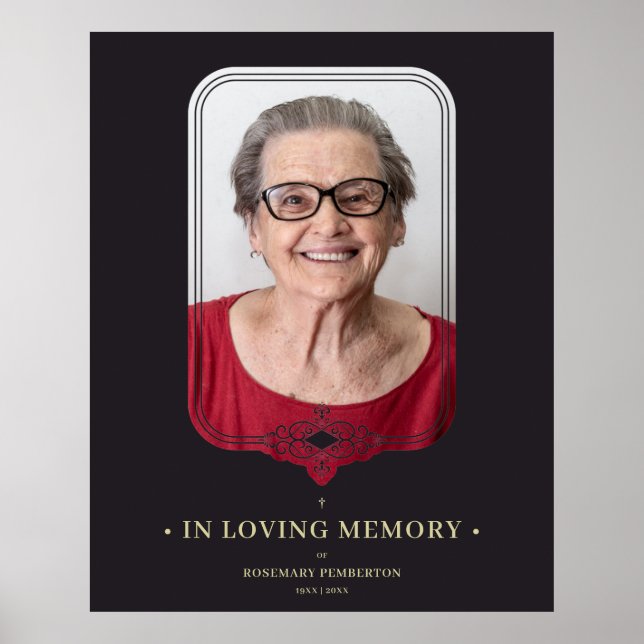 Beerdigung Black Filigree Ornamental Geblüht Foto Poster (Vorne)