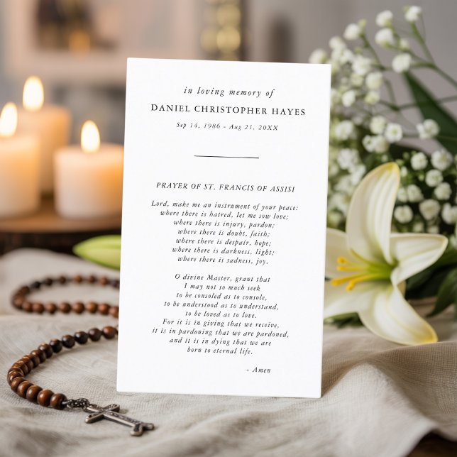 Beerdigung Black & White St. Francis Gebetskarte Visitenkarte (Von Creator hochgeladen)