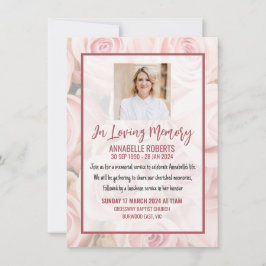 Beerdigung - Bouquet mit weichen rosa Rosen Einladung