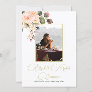 Beerdigung Christliches Foto Elegante Rosa Rosenga Einladung