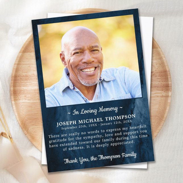 Beerdigung DANK IHNEN Foto Beileid Blue Marble Dankeskarte (Von Creator hochgeladen)