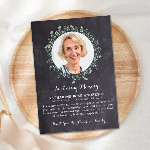 Beerdigung DANK YOU Eucalyptus Beileid Slate Foto Dankeskarte