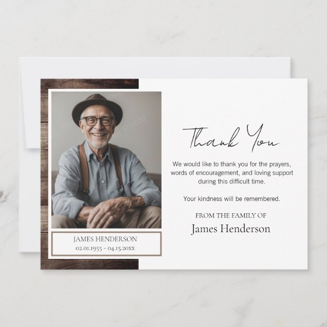 Beerdigung Danke Foto (Vorderseite)