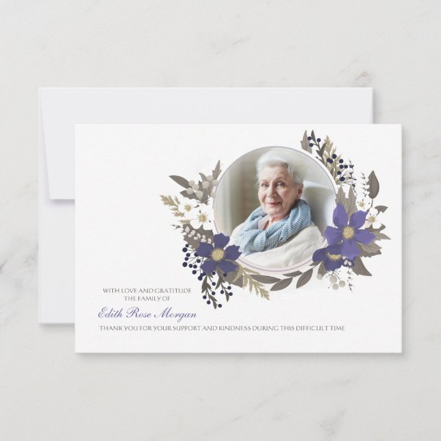 Beerdigung Danke Foto Blumenkarte (Vorderseite)