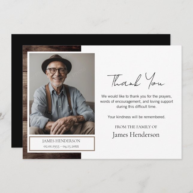 Beerdigung Danke Foto Einladung (Vorne/Hinten)