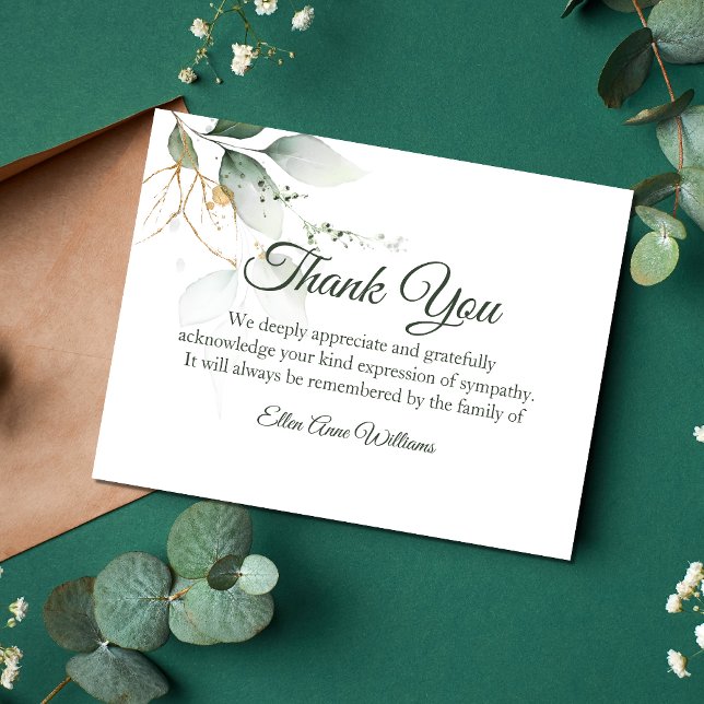 Beerdigung danke Ihnen notieren Trauer Natur | Räu (Green Sympathy Thank You Card)