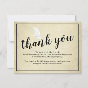 Beerdigung Danke, Notiz  Vintage Bergung Dankeskarte