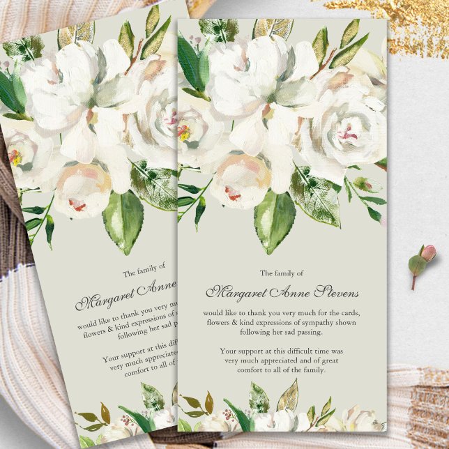 Beerdigung Dankeschön Karten | Alte Weiße Rose (funeral thank you cards, bereavement, elegant, simple, celebration of life, sympathy card)