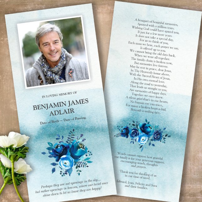 Beerdigung Dankeschön Karten | Aquarellwash & Blum (Sympathy floral Celebration of Life, In Loving Memory, Forever in our Hearts Funeral thank you cards)
