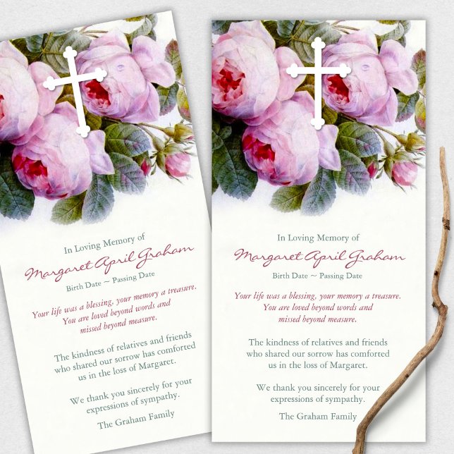 Beerdigung Dankeschön Karten | Botanische Rose und (funeral thank you cards, bereavement, elegant, simple, celebration of life, sympathy card)