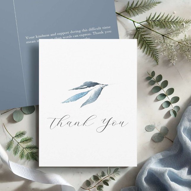 Beerdigung Dankeschön Karten Botanische Wasserfarb (Funeral thank you cards feature watercolor botanicals in shades of dusty blue)