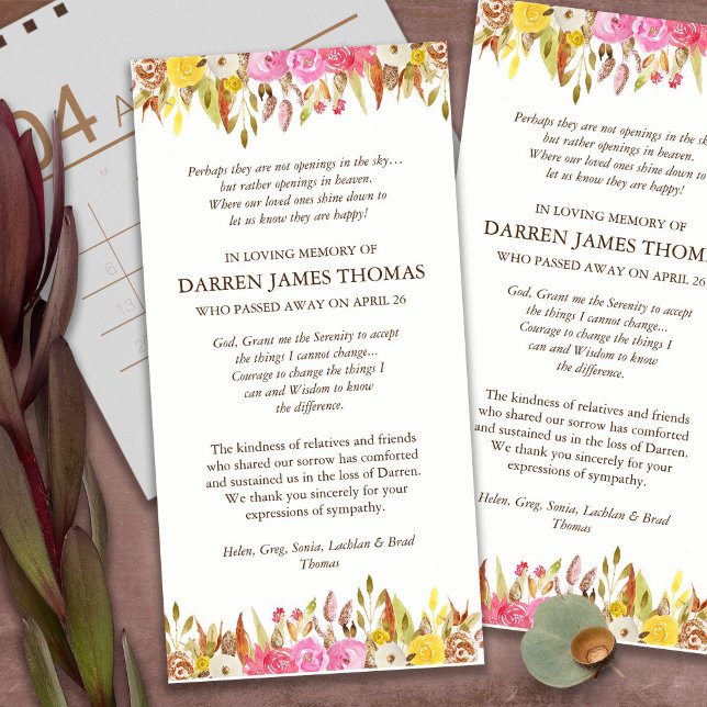 Beerdigung Dankeschön Karten | Florals 1 (funeral thank you cards, bereavement, elegant, simple, celebration of life, sympathy card)