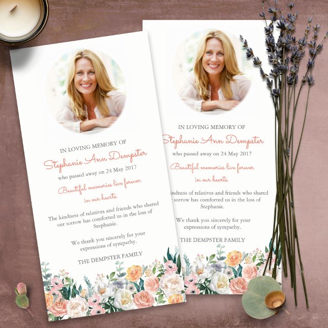 Beerdigung Dankeschön Karten | Foto für Aquarellfa (funeral thank you cards, bereavement, elegant, simple, celebration of life, sympathy card)