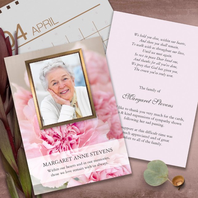 Beerdigung Dankeschön Karten | Hübsch Pink Peak 5 (funeral thank you cards, bereavement, elegant, simple, celebration of life, sympathy card)