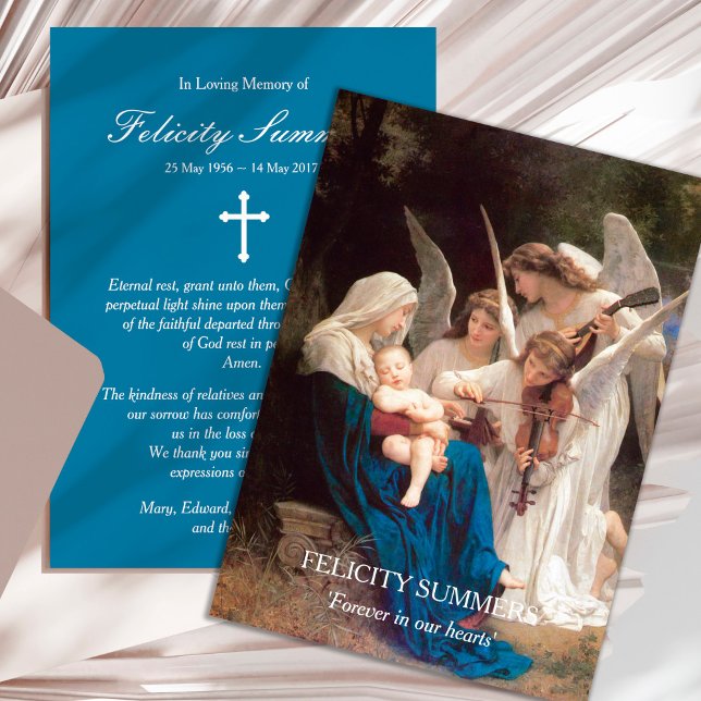 Beerdigung Dankeschön Karten | Mary Song of Angels (Mary Song of Angels Sympathy Bereavement Memorial Funeral Thank You Card)