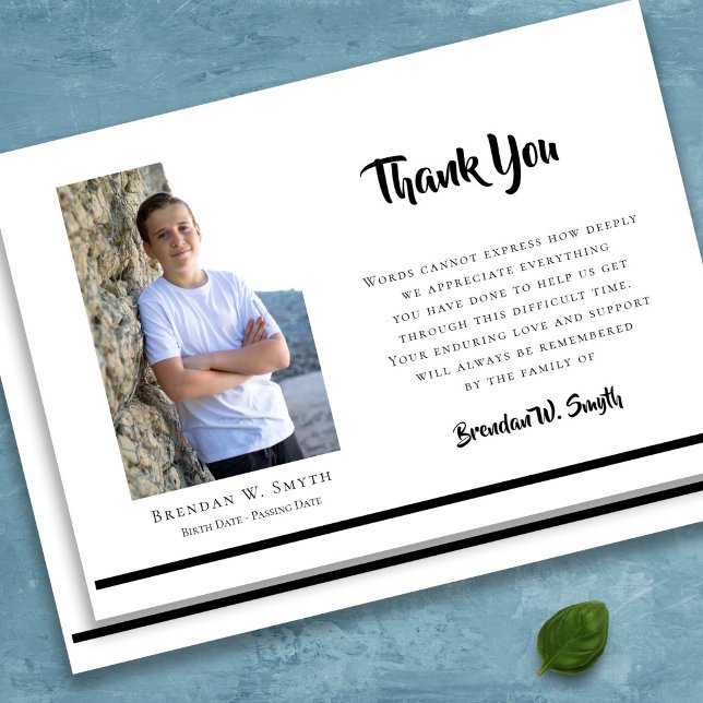 Beerdigung Dankeschön Karten | Moderner Stil (Modern Bereavement Photo Sympathy Funeral Thank You Card)