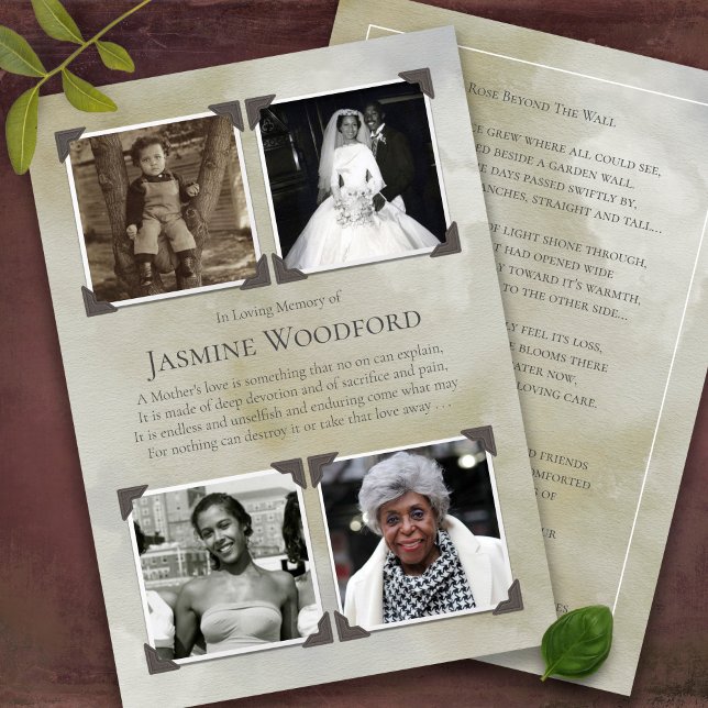 Beerdigung Dankeschön Karten | Neutrale Töne (Photo Collage memorial Sympathy Bereavement Funeral Thank You)