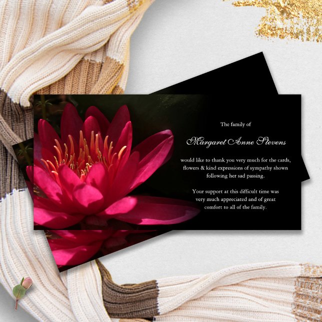 Beerdigung Dankeschön Karten | Rosa Wasserlilie (funeral thank you cards, bereavement, elegant, simple, celebration of life, sympathy card)