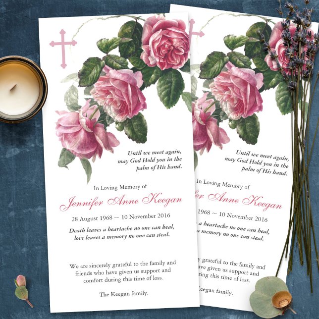 Beerdigung Dankeschön Karten | Rose für antiken Te (funeral thank you cards, bereavement, elegant, simple, celebration of life, sympathy card)