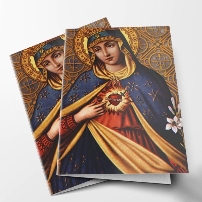 Beerdigung Dankeschön Karten | Unbeflecktes Herz M (Immaculate Heart of Mary Sympathy Religious Funeral Thank You Card, Holy Card.)