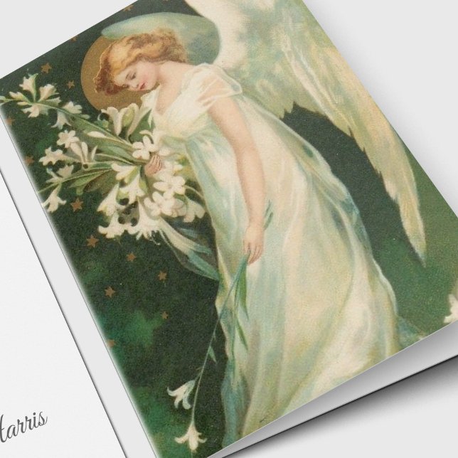 Beerdigung Dankeschön Karten | Vintager Angel (Vintage Angel Sympathy Memorial Photo Funeral Thank You Card)