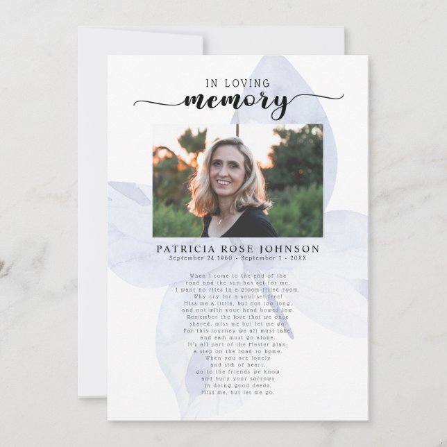 Beerdigung der Lebensbeerdigungskarte Ankündigung (Vorderseite)