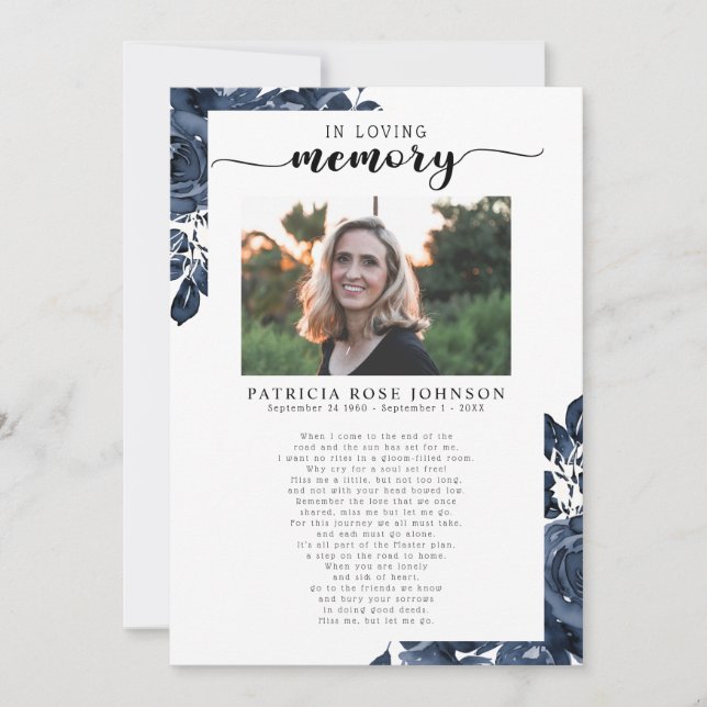 Beerdigung der Lebensbeerdigungskarte Ankündigung (Vorderseite)