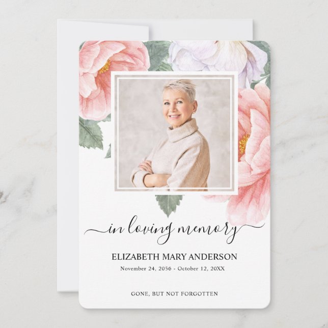 Beerdigung des Beileids Botanischer Wasserfarben Dankeskarte (Vorderseite)