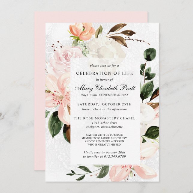 Beerdigung des Gedenkens zur Beerdigung des Lebens Einladung (Vorne/Hinten)