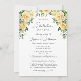 Beerdigung des Lebens 4 Foto Gelbe Rose Beerdigung Einladung