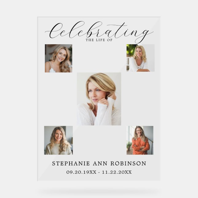 Beerdigung des Lebens 5 FotoCollage Acrylschild (Vorderseite)