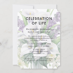 Beerdigung des Lebens Beerdigung Weiße Lila Blüte Einladung