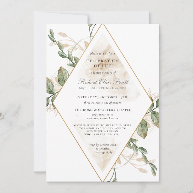 Beerdigung des Lebens im Grünen Einladung (Vorderseite)