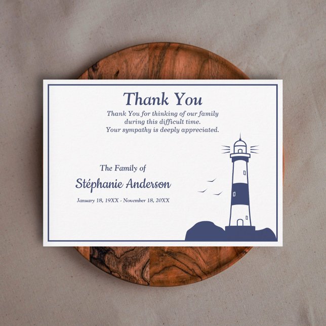 Beerdigung des Leuchtturms Dankeschön-Karte Dankeskarte (Lighthouse Funeral Thank You Note Card)