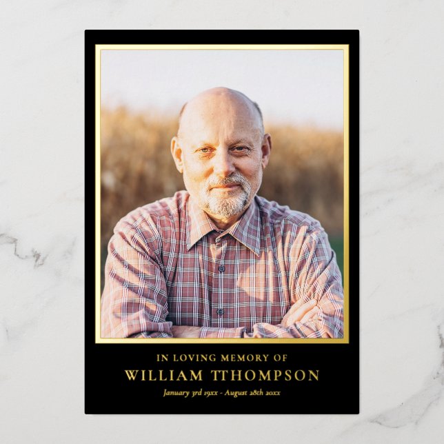 Beerdigung des Life Gold Foil Programms Folieneinladung (Vorderseite)