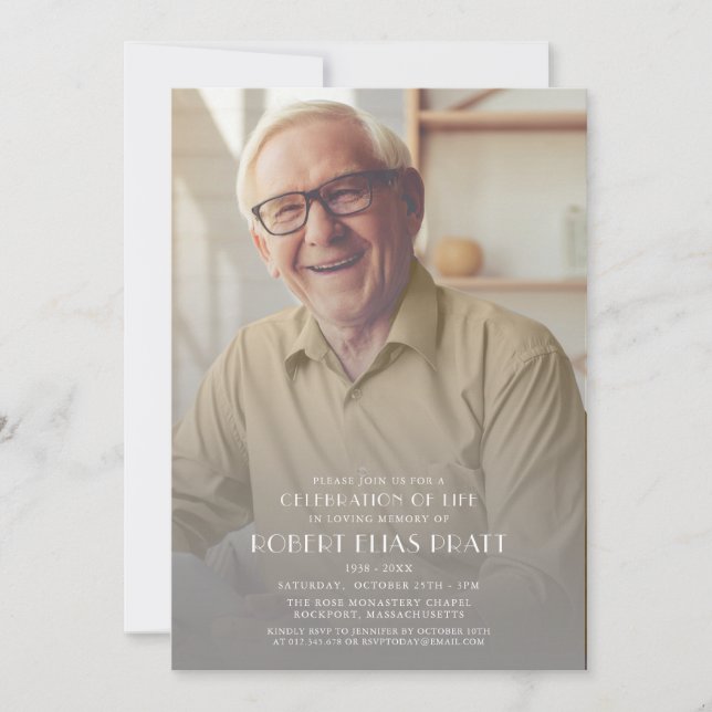 Beerdigung des Personalisierten Fotos Lebensbeerdi Einladung (Vorderseite)