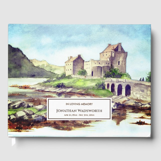 Beerdigung Eilean Donan Castle Scotland Wasserfarb Gästebuch (Vorderseite)