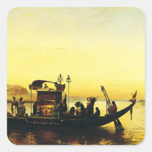 Beerdigung einer Mumie am Nil von Frederick Arthur Quadratischer Aufkleber